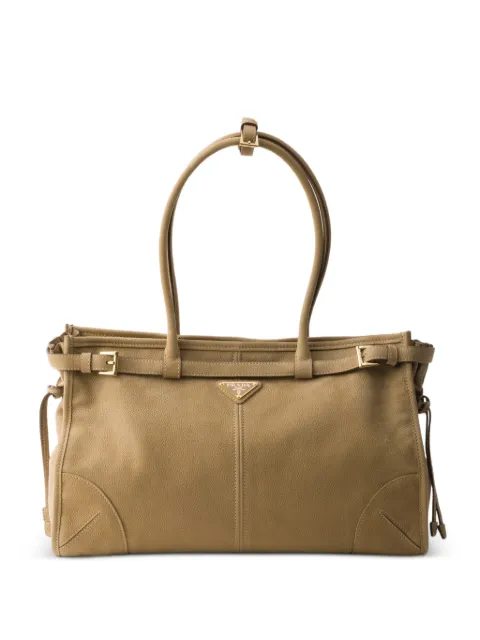 Prada Bonnie large nubuck leather handbag Neutrals 1BA433VMOM2GB8