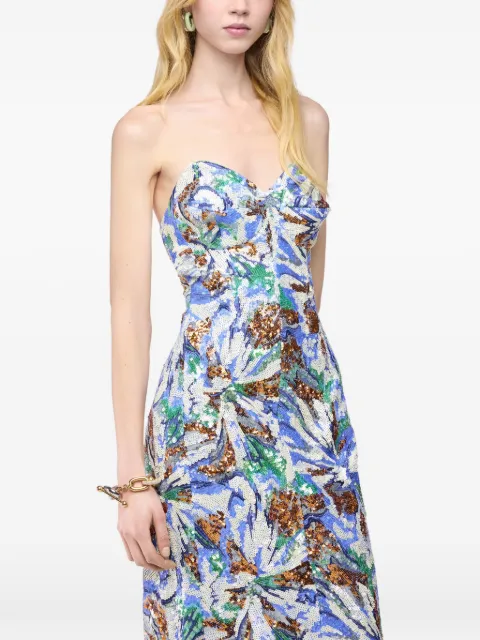 Rabanne floral sequin-embroidered midi dress Blue 26ECRO312PO0421
