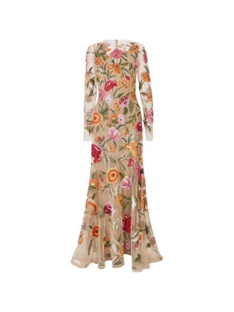 Carolina Herrera floral-embroidered tulle gown Neutrals R2611E709NTU