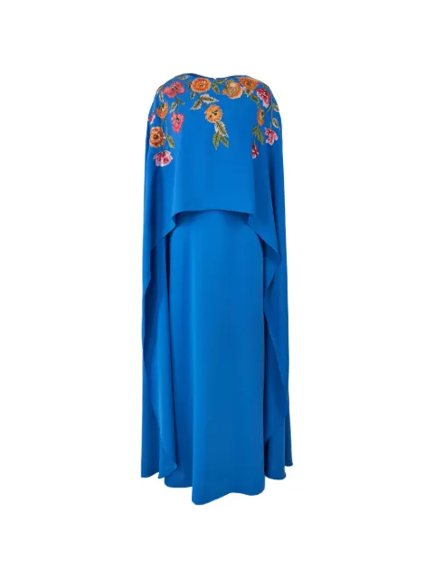 Carolina Herrera embroidered cape-front caftan Blue R2611E904TCP