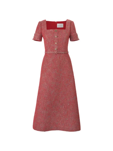 Carolina Herrera lurex tweed A-line midi dress Red R2611N568LTW