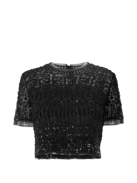 Carolina Herrera embroidered tulle cropped top Black R2611E225NTU