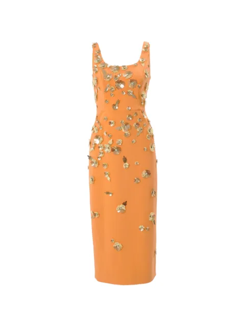 Carolina Herrera floral embellished midi dress Orange R2611E552SFR