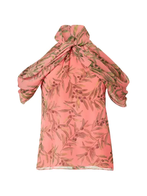 Carolina Herrera olive branch-print halterneck top Pink R2611N214OBC