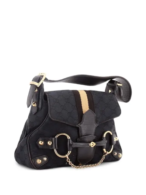 Gucci Pre-Owned Horsebit Web Flap GG Canvas Mini shoulder bag Black QWQQM8GVCBM8RE94