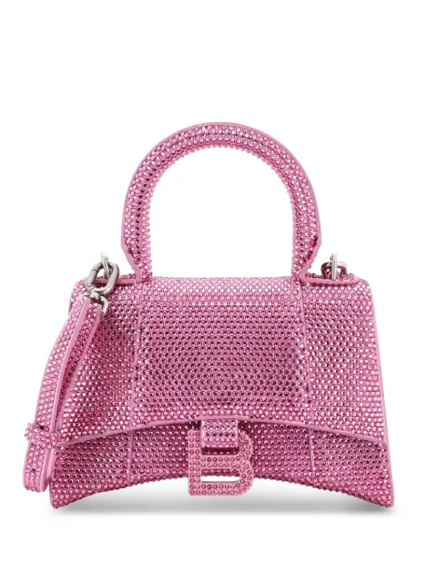 Balenciaga Pre-Owned Hourglass Top Handle Bag Suede with Crystals XS crossbody bag Pink UQF2NTU94ZI9XAAS