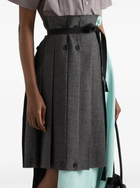 Prada rush stitch fabric patchwork skirt Grey P164IRSOOO19Q3