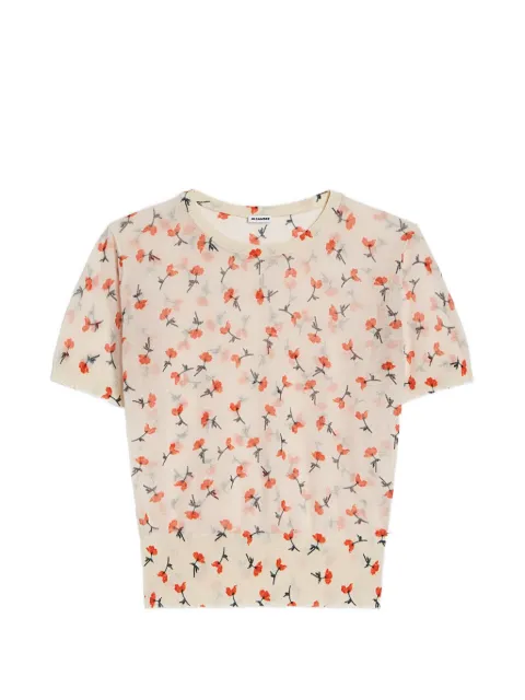 Jil Sander cotton blend printed knit t-shirt Neutrals J03GC0152J15480