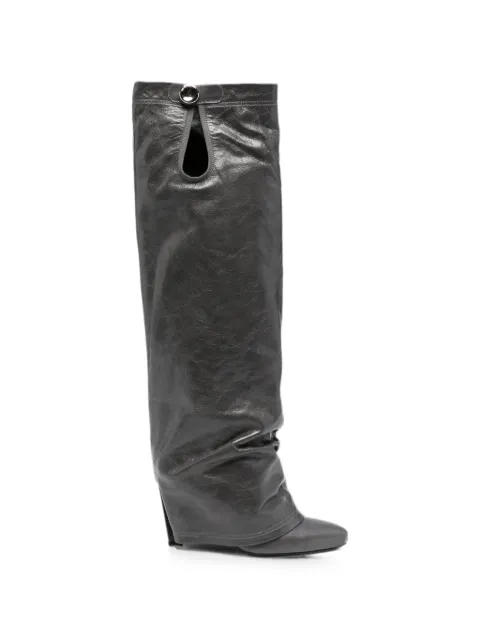 The Attico Leon folded-design knee-high boots Grey 261WSH00923LBT110AA