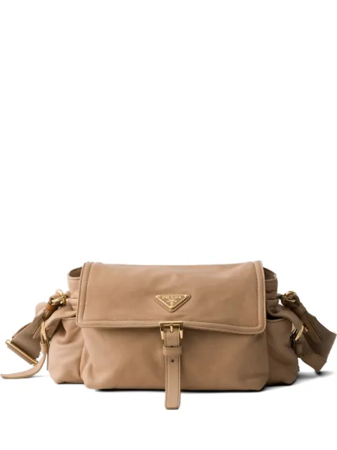 Prada Explore medium nappa leather shoulder bag with flap Neutrals 1BD394VNOO2DX8