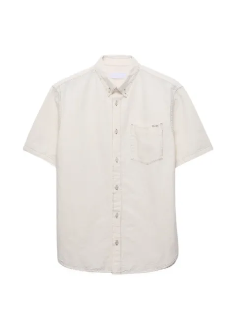 Prada short-sleeved chambray shirt Neutrals GEC120SOOO1890