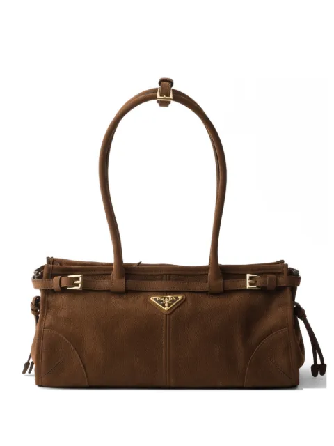 Prada Bonnie medium nubuck leather handbag Brown 1BA426VMOM2GB8F0324