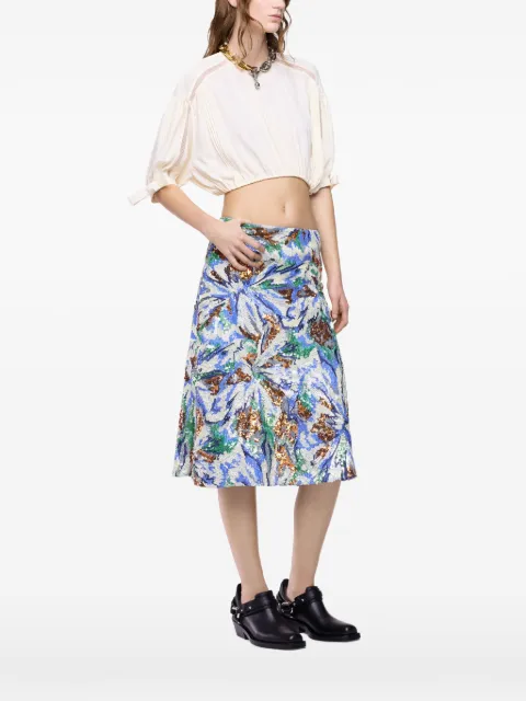Rabanne puff-sleeve cropped top Neutrals 26ECTO254AC0028