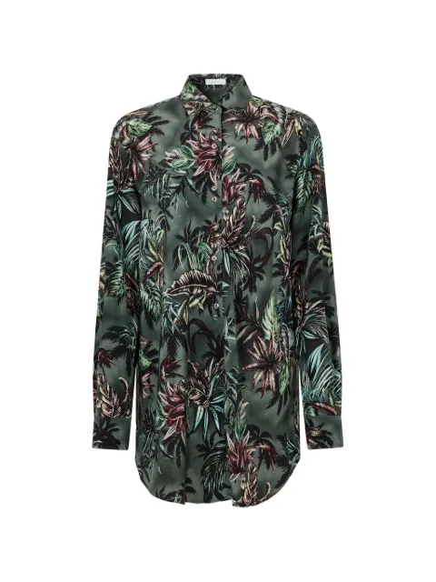 Rabanne floral-printed silk shirt Green 26ECTO237SO0133