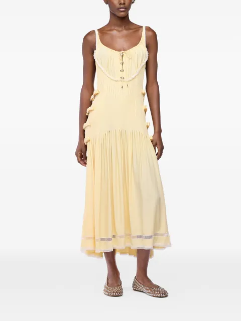 Rabanne lace-trim midi dress Yellow 26ECRO320AC0028