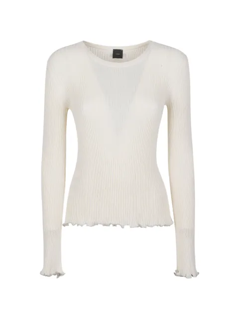 PINKO ribbed sweater with jewel edges Neutrals 106284A343