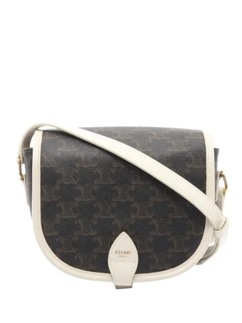 Celine Pre-Owned 2021-2026 Medium Triomphe Coated Canvas Folco crossbody bag Black 5YQTWJVT1GQEMNL5