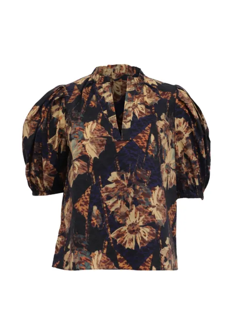 Ulla Johnson V-neck floral-print blouse Black RFCPUUSCL680510W
