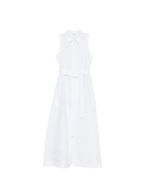 P.A.R.O.S.H. belt pointelle cotton maxi dress White CANNESD726157