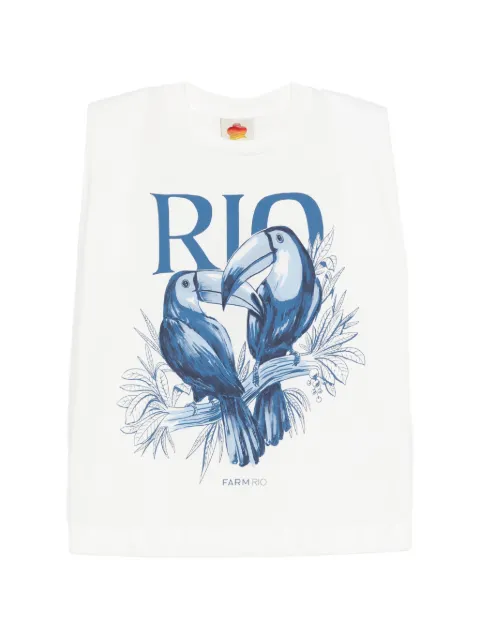 FARM Rio round-neck toucan-print top White 349809