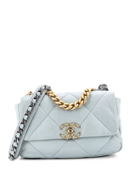 CHANEL Pre-Owned 19 Flap Bag Quilted Leather Medium crossbody bag Blue O7CXV9JR4O49HEJZ