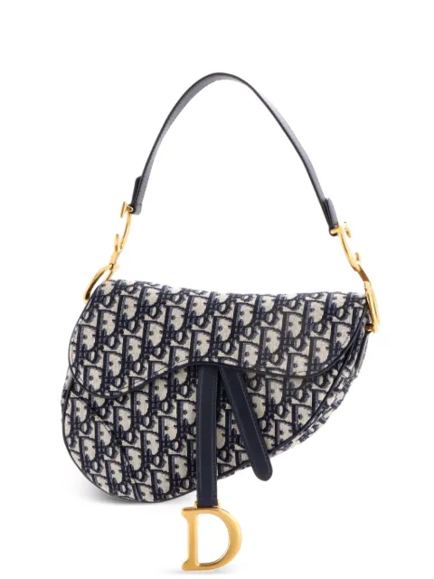 Christian Dior Pre-Owned Saddle Handbag Oblique Canvas Medium shoulder bag Blue 1OCSAV09B998CA0Q