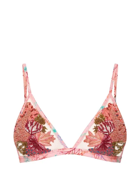 PatBO Seaweed embellished bikini top Pink TOB33097