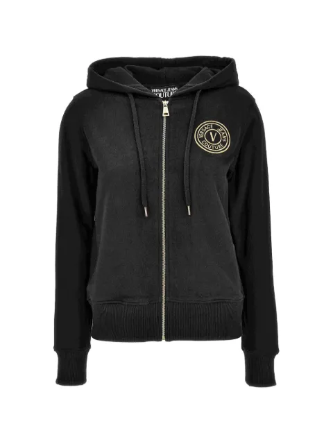 Versace Jeans Couture logo-patch drawstring hoodie Black 78HAIT00CF01T