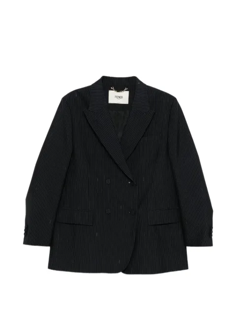 FENDI pinstripe double-breasted blazer Blue FJ7685AW71F0QG3