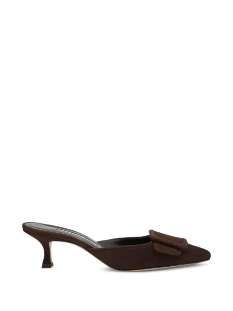 Manolo Blahnik buckle suede mules Brown 9XX0246