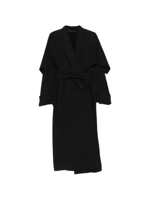 YEHUAFAN bottuned belted coat Black 1098