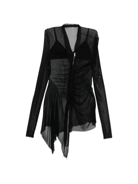 YEHUAFAN zip ruched top Black 1077