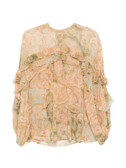 ZIMMERMANN Luna Flutter ruffled paisley blouse Neutrals 7522TS261