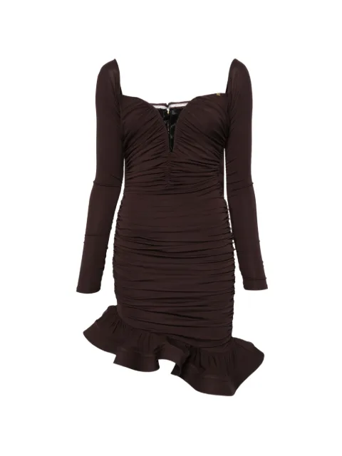 Elisabetta Franchi mini dress in crêpe jersey fabric with flounce Brown AB88062E2