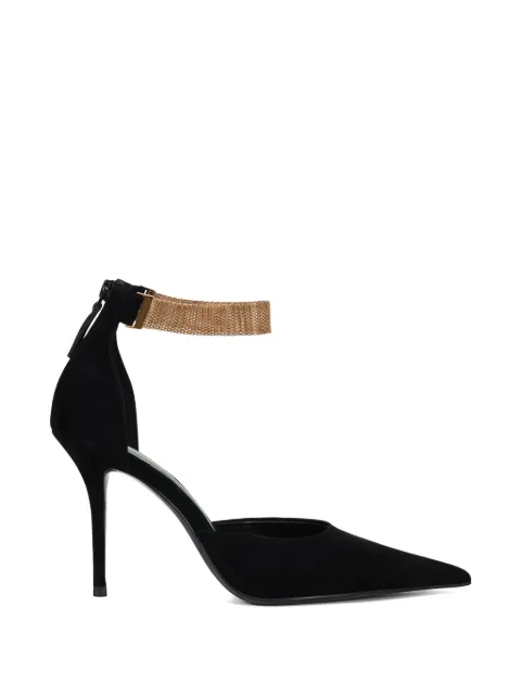 POTAMY ankle strap suede pumps Black PP01321CN08BLACK26S