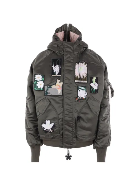 Alpha Industries x Cecilie Bahnsen floral-patch hooded bomber jacket Green N2BVINTAGEGREEN