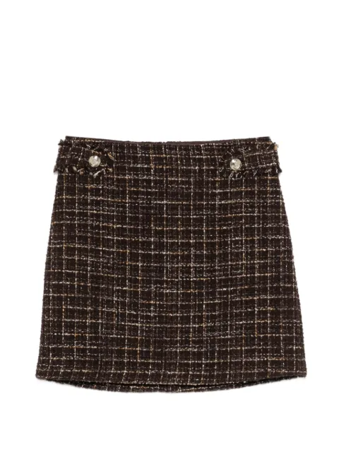 I BLUES button-detail checked mini skirt Brown 252710605112