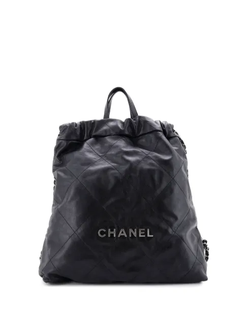 CHANEL Pre-Owned 22 Chain Quilted Calfskin Large backpack Black YP7DT9VCWZ0PIWKK