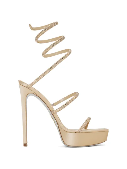 René Caovilla platform crystal embellished sandals Neutrals C12724140R001V104
