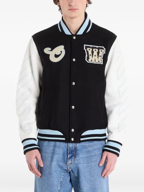 Off-White Star Logo Lea bomber jacket Black OMJA122S26LEA0020001
