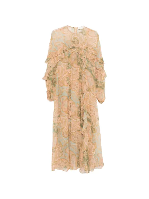 ZIMMERMANN Luna Flutter ruffled paisley dress Neutrals 7519DS261