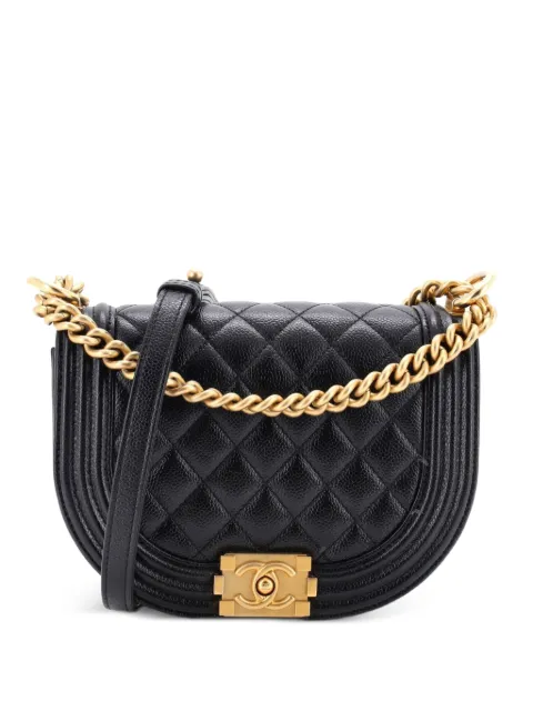 CHANEL Pre-Owned Boy Curved Messenger Bag Quilted Caviar Small crossbody bag Black L69V5UO8VO954WND