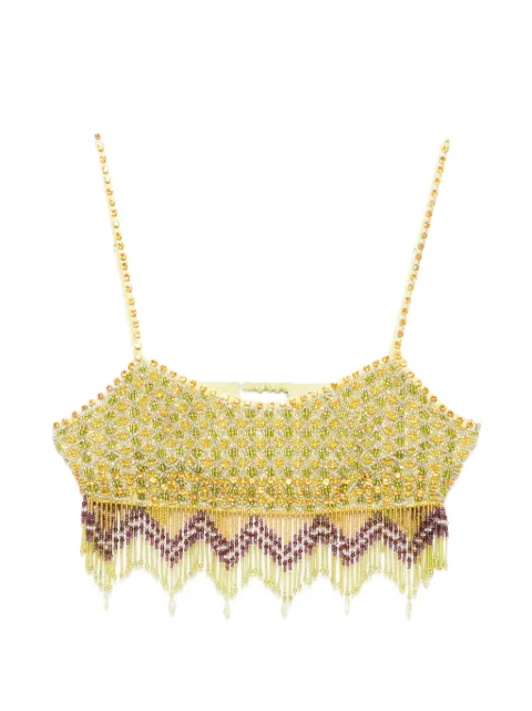 BODE bead-embellished fringed top Yellow WRS26UP001