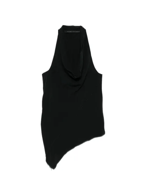 YEHUAFAN cowl neck asymmetrical top Black 1072