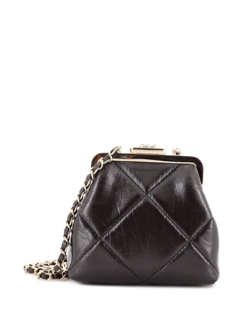 CHANEL Pre-Owned CC Kisslock Frame Clutch with Chain Quilted Lambskin Mini crossbody bag Black BHOPMHYPBK24808Y