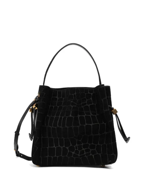Elisabetta Franchi crocodile print suede bag Black BS21H61E2