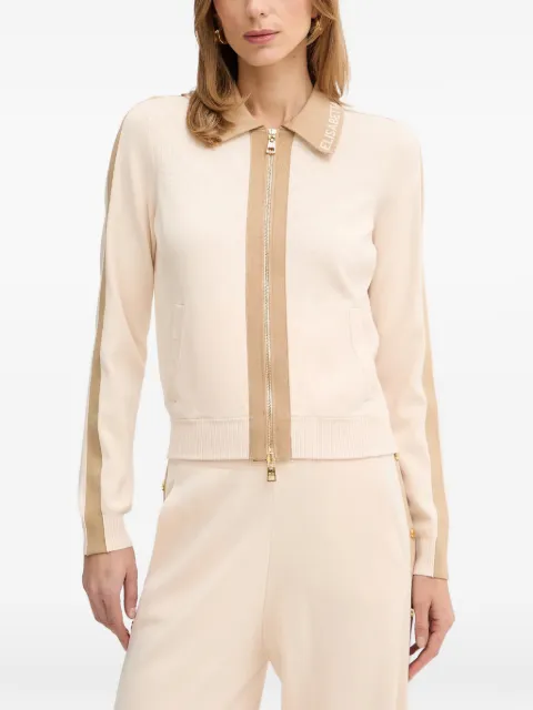 Elisabetta Franchi knit fabric jacket with shiny viscose bands Neutrals MK66S61E2