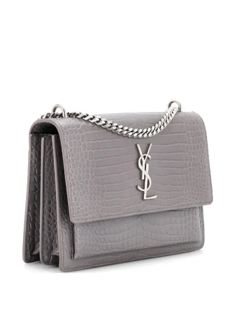 Saint Laurent Pre-Owned Sunset Crocodile Embossed Leather Medium crossbody bag Grey LPJ5KK79VEVDPP3H