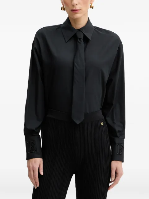 Elisabetta Franchi tie-detail embroidered-cuffs shirt Black CA15261E2