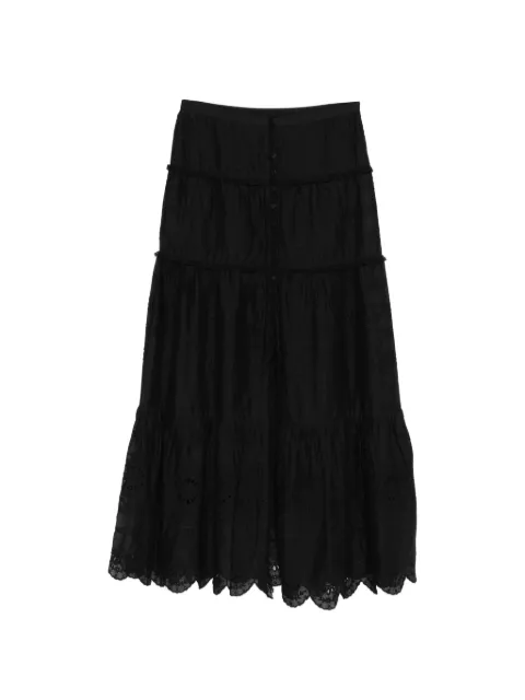 MARANT ÉTOILE Paoline tiered-deisgn lace skirt Black JU0446FAD1J05E01BK